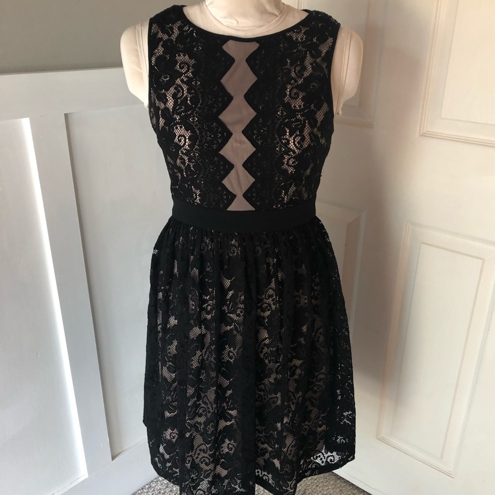 Semi formal black lace tank dress